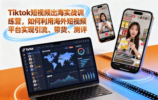 Tiktok短视频出海实战训练营,如何利用海外短视频平台实现引流、带货、测评-爱找项目网