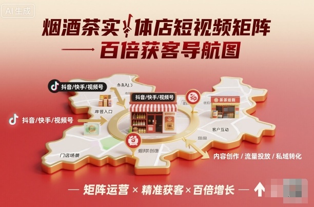 烟酒茶实体店短视频矩阵百倍获客导航图-爱找项目网