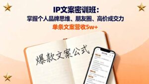 IP文案密训班：掌握个人品牌思维、朋友圈、高价成交力，单条文案营收5w+-爱找项目网