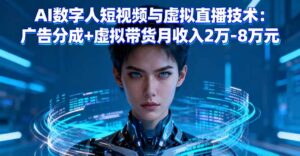 AI数字人短视频与虚拟直播技术：广告分成+虚拟带货月收入2万-8万元-爱找项目网