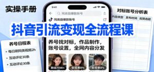 抖音引流变现全流程课：养号找对标，作品制作，账号设置，全网内容分发-爱找项目网