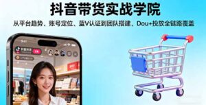 抖音带货实战学院:从平台趋势/账号定位/蓝V认证到团队搭建/Dou+投放全链路-爱找项目网
