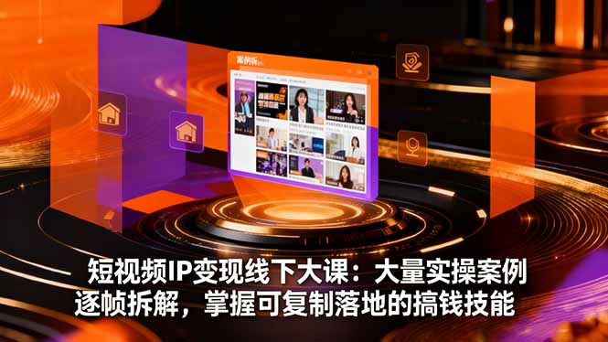 短视频IP变现线下大课:大量实操案例逐帧拆解,掌握可复制落地的搞钱技能-爱找项目网