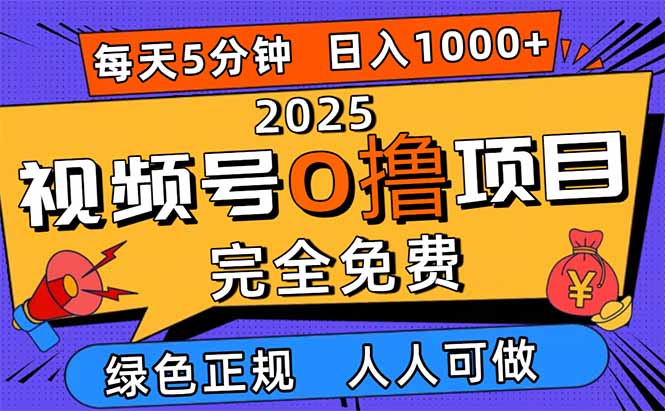 2025视频号0撸项目，5分钟一个号，日入1000+，人人可做-爱找项目网