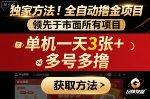 独家方法！最新短剧平台全自动撸金项目，领先于市面所有挂G项目，单机一天3张+，多号多撸【揭秘】-爱找项目网