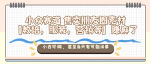 小众赛道售卖朋友圈素材【教培，服装，营销等】賺麻了，小白可做，甚至当天有可能出单-爱找项目网