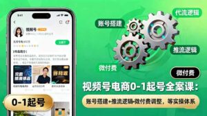 视频号电商0-1起号全案课：账号搭建+推流逻辑+微付费调整，等实操体系-爱找项目网