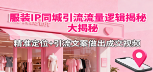 服装IP同城引流流量逻辑大揭秘，精准定位+引流文案做出成交视频-爱找项目网