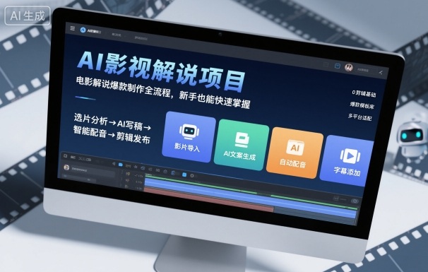 AI影视解说项目,电影解说爆款制作全流程,新手也能快速掌握-爱找项目网