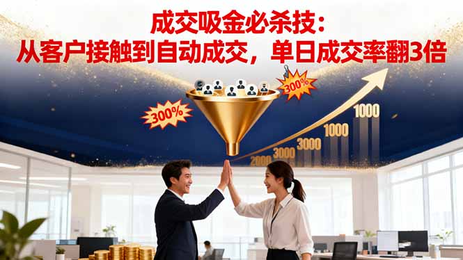 吸金成交营销必杀技：从客户接触到自动成交，单日成交率翻3倍-爱找项目网