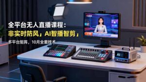 全平台无人直播课程：非实时防风＋AI智播智剪＋多平台矩阵，10月全套技术-爱找项目网