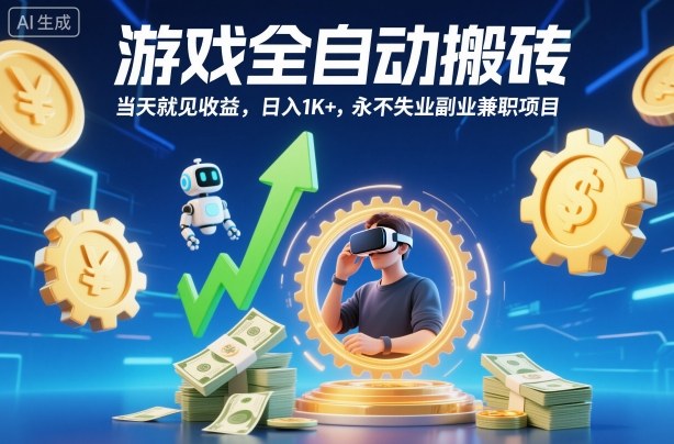 游戏全自动搬砖,当天就见收益,日入1K+,永不失业副业兼职项目【揭秘】-爱找项目网