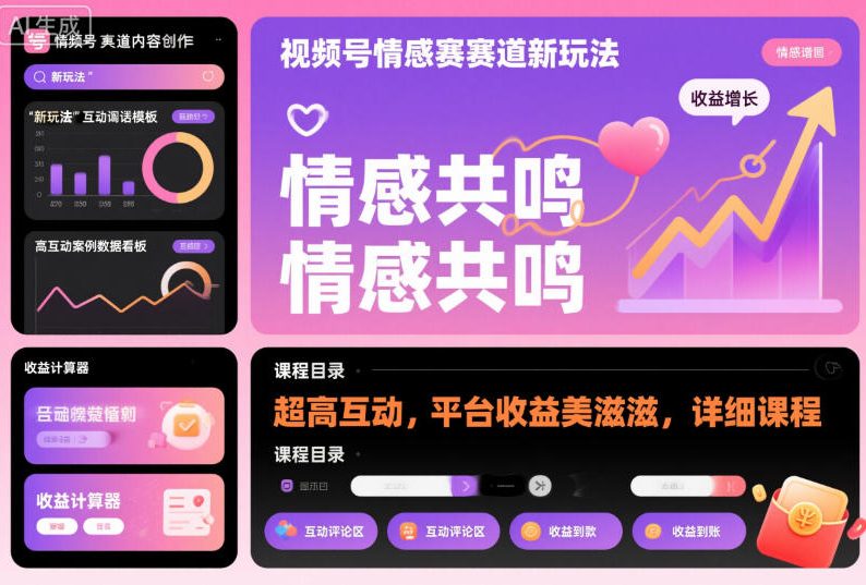 视频号情感赛道新玩法,超高互动,平台收益美滋滋,详细课程-爱找项目网