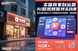 实体商家自运营AI短视频矩阵实战课,实体店如何通过AI+短视频实现引流拓客、团购增量-爱找项目网