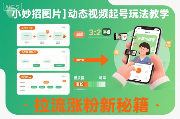 小妙招图片＋动态视频起号玩法教学，拉流涨粉新秘籍-爱找项目网