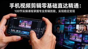 手机视频剪辑零基础直达精通:100节实操课程掌握专业剪辑技能,实现稳...-爱找项目网