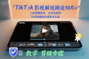TikTok影视解说搬运切片+二创剪辑教学，过中过原创，TK中视频创作者新手必看-爱找项目网