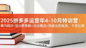 2025拼多多运营年4-10月特训营：暴力起店+强付费策略+活动爆流+突破运营瓶颈，干货拉满-爱找项目网