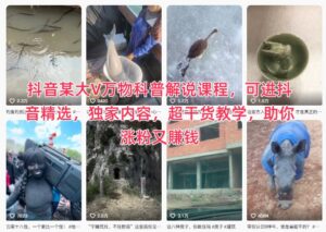 抖音某大V万物科普解说课程，可进抖音精选，独家内容，超干货教学，助你涨粉又賺钱-爱找项目网