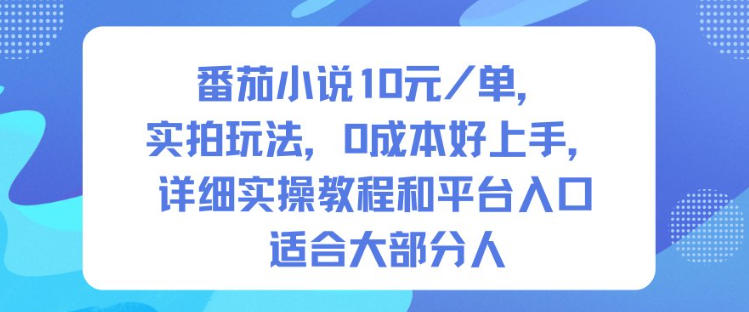 番茄小说10米每单,实拍玩法,0成本好上手,详细实操教程和平台入口适合大部分人-爱找项目网