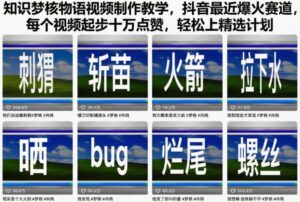 知识梦核物语视频制作教学，抖音最近爆火赛道，每个视频起步十万点赞，轻松上精选计划-爱找项目网
