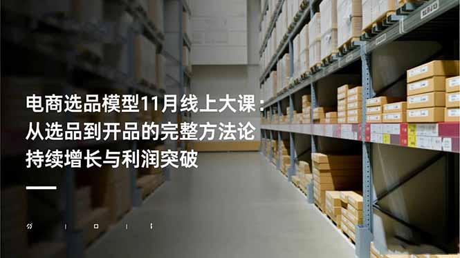 电商选品模型11月线上大课:从选品到开品的完整方法论 持续增长与利润突破-爱找项目网