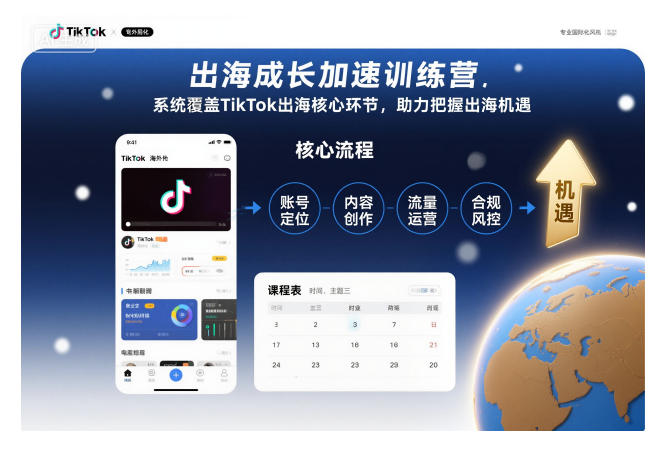 出海成长加速训练营,系统覆盖TikTok出海核心环节,助力把握出海机遇(更新)-爱找项目网