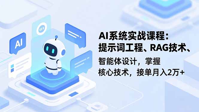 AI系统实战课程,提示词工程、RAG技术、智能体设计,掌握核心技术,接单月入2万+-爱找项目网