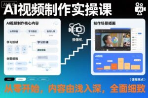 AI视频制作实操课，从零开始，内容由浅入深，全面细致-爱找项目网