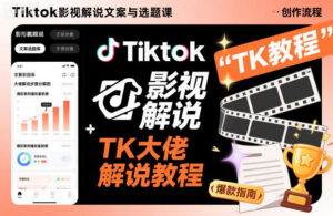 Tiktok影视解说文案与选题课，TK大佬影视解说教程-爱找项目网