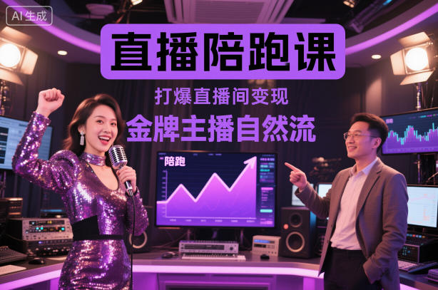 直播陪跑课,金牌主播自然流打爆直播间,复制高变现玩法-爱找项目网