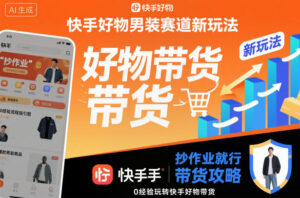 快手好物男装赛道新玩法，抄作业就行，0经验玩转快手好物带货-爱找项目网