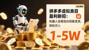 拼多多虚拟类目盈利新招：机器人全程包办回复发货，轻松月入 1-5W-爱找项目网