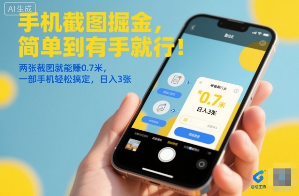 手机截图掘金,简单到有手就行!两张截图就能賺0.7米,一部手机轻松搞定,日入3张【揭秘】-爱找项目网