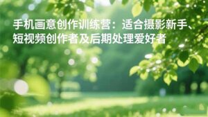 手机摄影之画意创作训练营：适合摄影新手、短视频创作者及后期处理爱好者-爱找项目网