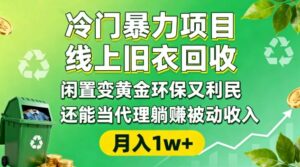 冷门暴力项目，线上旧衣回收，闲置变黄金环保又利民，还能当代理躺賺被动收入，变现+精准引流全流程-爱找项目网