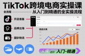TikTok跨境电商实操课，从入门到精通的全实操流程-爱找项目网