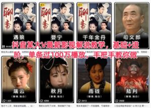 抖音某大V最新影视解说教学，基础+进阶，单条过100万播放，手把手教你做-爱找项目网