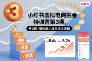 小红书虚拟电商掘金特训营第3期，从0到1带你玩小红书虚拟店铺-爱找项目网
