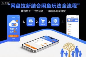 网盘拉新结合闲鱼玩法全流程，能传给下一代的玩法，一部手机即可搞定(附入口渠道以及实操教程)-爱找项目网