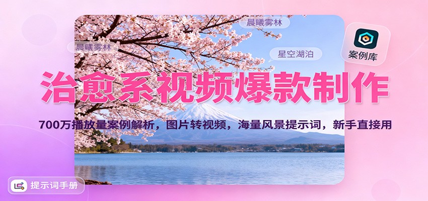 治愈系视频爆款制作,700万播放量案例解析,图片转视频,海量风景提示词,新手直接用-爱找项目网