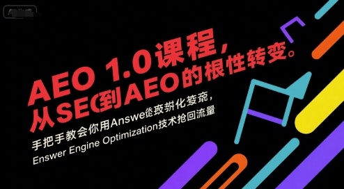 AEO 1.0 课程,从SEO到AE0的基命性转变,手把手教会你用AnswerEngineOptimization技术抢回流量(更新)-爱找项目网
