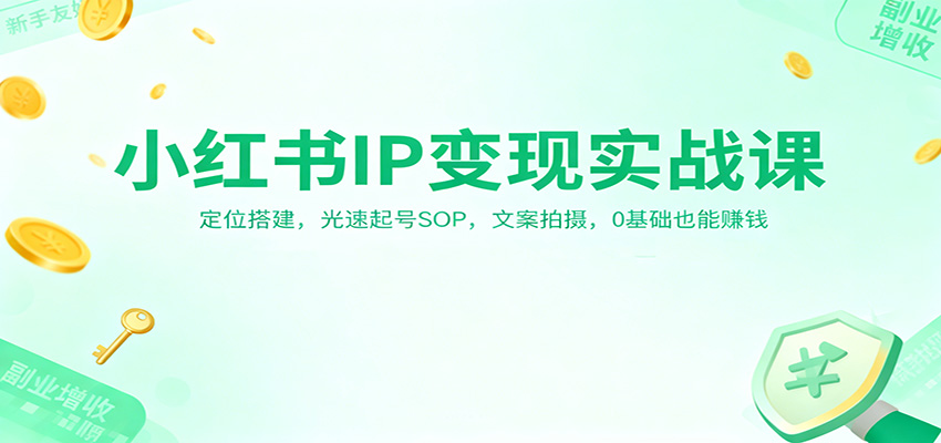 小红书IP变现实战课:定位搭建,光速起号SOP,文案拍摄,0基础也能赚钱-爱找项目网