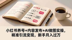 小红书养号+内容发布+AI做图实操，精准引流变现，新手月入过万-爱找项目网