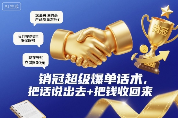 销冠超级爆单话术,把话说出去+把钱收回来-爱找项目网