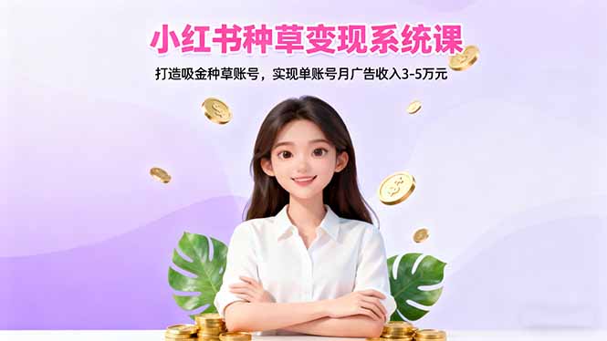 小红书种草变现系统课:打造吸金种草账号,实现单账号月广告收入3-5万元-爱找项目网