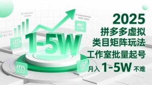 2025 拼多多虚拟类目矩阵玩法，工作室批量起号，月入 1-5W 不难-爱找项目网