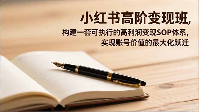 小红书高阶变现班,构建一套可执行的高利润变现SOP体系,实现账号价值的最大化跃迁-爱找项目网