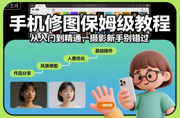 手机修图保姆级教程,从入门到精通,摄影新手别错过-爱找项目网