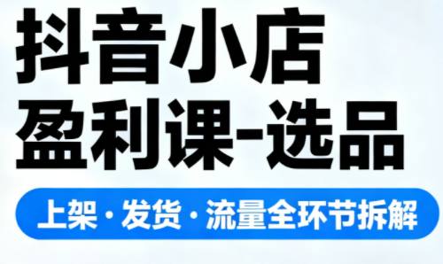 抖音小店盈利课-选品·上架·发货·流量全环节拆解-爱找项目网